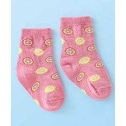 Cute Walk by Babyhug Anti-Bacterial Ankle Length Fruits Designed Socks Pack of 3 - Multicolour