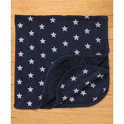Babyhug Terry Knit  Towel Star Print L 76 X B 76 cm- Navy Blue