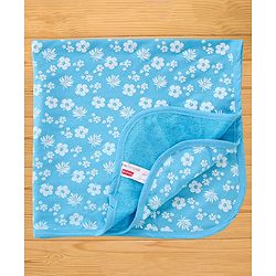 Babyhug Terry Knit Towel Floral L 76 X B 76 cm- Blue