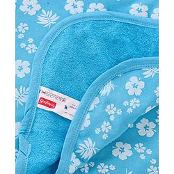 Babyhug Terry Knit Towel Floral L 76 X B 76 cm- Blue