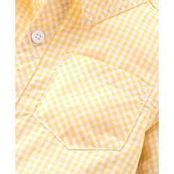 Babyhug Cotton Woven Full Sleeves Checkered Shirt & Jeans Set - Yellow & Blue