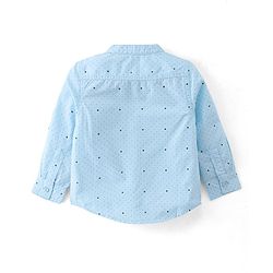 Babyhug 100% Cotton Knit Full Sleeves Shirt & Trouser Pant With Dots Print - Blue