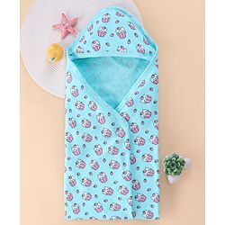 Babyhug Terry Knit Hooded Bath Towel with Kitty Print L 72 x B 72 cm - Blue