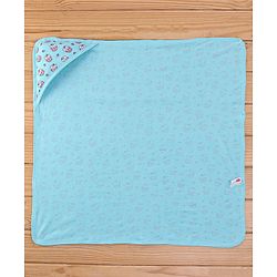 Babyhug Terry Knit Hooded Bath Towel with Kitty Print L 72 x B 72 cm - Blue