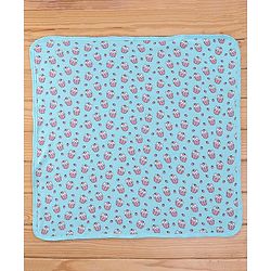 Babyhug Terry Knit Hooded Bath Towel with Kitty Print L 72 x B 72 cm - Blue