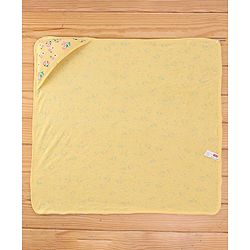 Babyhug Terry Knit Hooded Bath Towel Floral Print L 72 x B 72 cm - Yellow