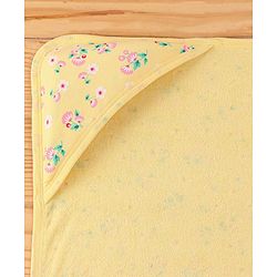 Babyhug Terry Knit Hooded Bath Towel Floral Print L 72 x B 72 cm - Yellow