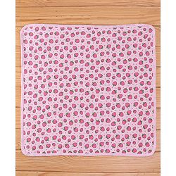 Babyhug Terry Knit Hooded Bath Towel Strawberry Print L 72 x B 72 cm - Pink