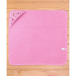 Babyhug Terry Knit Hooded Bath Towel Floral Print L 72 x B 72 cm - Pink