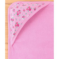 Babyhug Terry Knit Hooded Bath Towel Floral Print L 72 x B 72 cm - Pink
