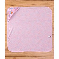 Babyhug Terry Knit Hooded Bath Towel Floral Print L 72 x B 72 cm - Pink