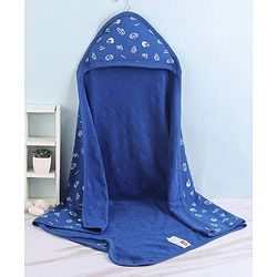Babyhug Terry Knit Hooded Bath Towel Helmet Print L 72 x B 72 cm - Blue