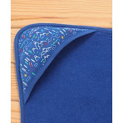 Babyhug Terry Knit Hooded Bath Towel Mountain Print L 72 x B 72 cm - Blue
