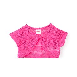 Babyhug Cotton Frock with Half Sleeves Shrug Floral Printed - Pink