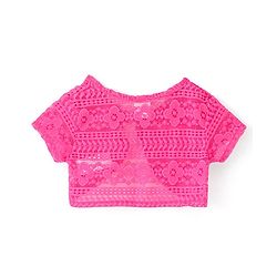 Babyhug Cotton Frock with Half Sleeves Shrug Floral Printed - Pink