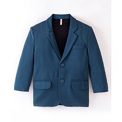 Babyhug Full Sleeves Party Wear Blazer - Dark Blue