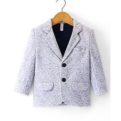 Babyhug Woven Full Sleeves Textured Partywear Blazer - Grey