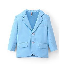 Babyhug Woven Full Sleeves Party Blazer Solid Colour - Light Blue