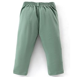 Babyhug Woven Full Sleeves Party Wear Shirt & Pant With Bow & Suspender Light House Print - Green & White