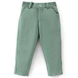 Babyhug Woven Full Sleeves Party Wear Shirt & Pant With Bow & Suspender Light House Print - Green & White