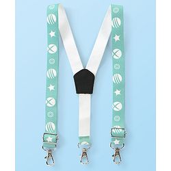 Babyhug Woven Full Sleeves Party Wear Shirt & Pant With Bow & Suspender Light House Print - Green & White