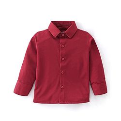 Babyhug Full Sleeves Party Wear Shirt & Bottom With Bow & Suspender- Red & Black