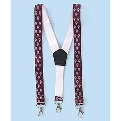 Babyhug Woven Full Sleeves Party Wear Shirt & Pant Set With Bow & Suspender Ice Cream Print - White & Maroon