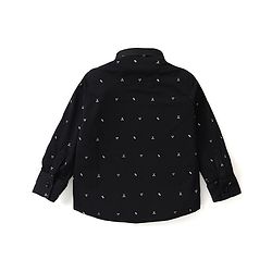 Babyhug Woven Full Sleeves Party Wear Shirt & Pant With Bow & Suspender Sunglasses Print - Black & Beige