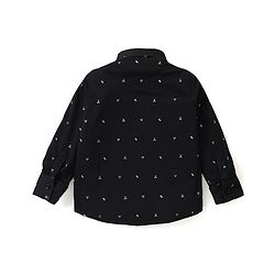 Babyhug Woven Full Sleeves Party Wear Shirt & Pant With Bow & Suspender Sunglasses Print - Black & Beige