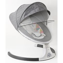 Babyhug Electric Rocker with Mosquito Net Baby Swing Cradle with Remote & 5 Modes of Speed Safety Belt  & Music- Grey
