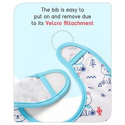 Babyhug 100% Cotton  TPU Lamination Waterproof Bibs with Crumb Catcher Teddy Print Pack of 2- Blue & White