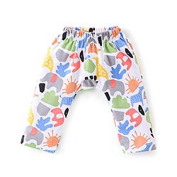 Babyhug Cotton Knit Full Length Diaper Pants Striped & Floral Print Pack Of 3 - Pink & White