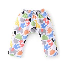 Babyhug Cotton Knit Full Length Diaper Pants Striped & Floral Print Pack Of 3 - Pink & White