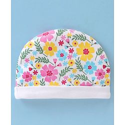 Babyhug 100% Cotton Knit Cap Mittens & Booties Set with Floral Print - Multicolour