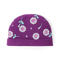 Babyhug 100% Cotton Knit Cap Floral Print Pack of 2 - Multicolour
