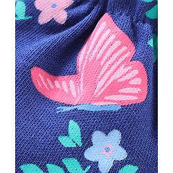 Babyhug 100% Cotton Knit Mittens & Booties Floral Print - Navy Blue