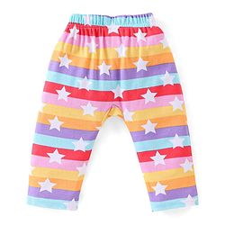 Babyhug Cotton Full Length Diaper Pants Star & Deer Print Pack Of 3 - Maroon Purple & Blue