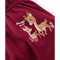 Babyhug Cotton Full Length Diaper Pants Star & Deer Print Pack Of 3 - Maroon Purple & Blue