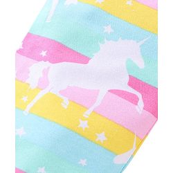 Babyhug Cotton Knit Anti Bacterial Full Length Diaper Pants Unicorn Printed Pack of 3 - Pink & Purple
