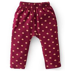 Babyhug Cotton Knit Full Length Diaper Leggings Floral Printed Pack of 3 - Pink Maroon & Purple