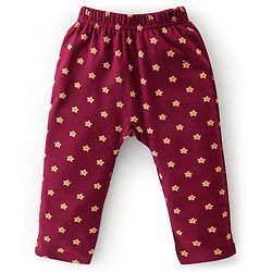 Babyhug Cotton Knit Full Length Diaper Leggings Floral Printed Pack of 3 - Pink Maroon & Purple