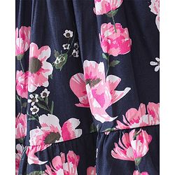 Babyhug Cotton Knit Full Sleeves Frock Floral Print - Navy