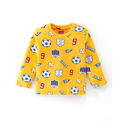 Babyhug Cotton Knit Full Sleeves Night Suit with Football Print - Orange