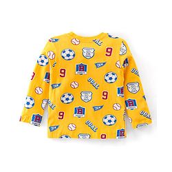 Babyhug Cotton Knit Full Sleeves Night Suit with Football Print - Orange