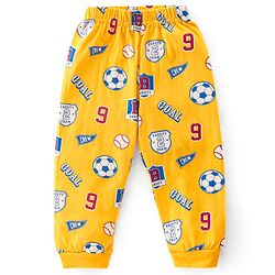 Babyhug Cotton Knit Full Sleeves Night Suit with Football Print - Orange