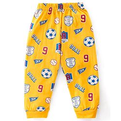 Babyhug Cotton Knit Full Sleeves Night Suit with Football Print - Orange