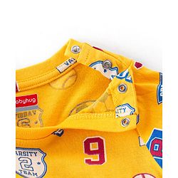 Babyhug Cotton Knit Full Sleeves Night Suit with Football Print - Orange