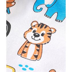 Babyhug 100% Cotton Knit Half Sleeve Regular Collar Tiger Printed Shirt - White