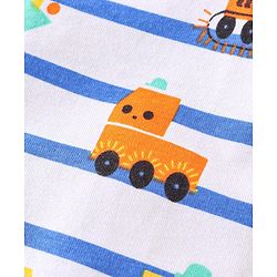 Babyhug 100% Cotton Knit Half Sleeve Regular Collar Car Printed  Shirt - White