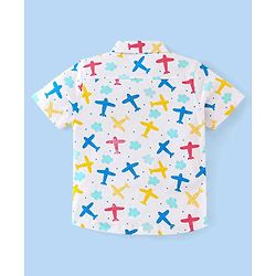 Babyhug Cotton Knit Half Sleeves Airplane Printed Regular Shirt - White